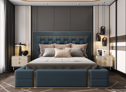 Modern Beds Luxury Sleep Room new Bed Design Luxury Blue Double Bed